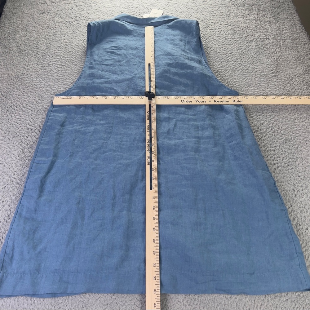 Free People The Nue Mini Dress Womens XL Blue V Neck Sleeveless Linen Preppy - Picture 7 of 9